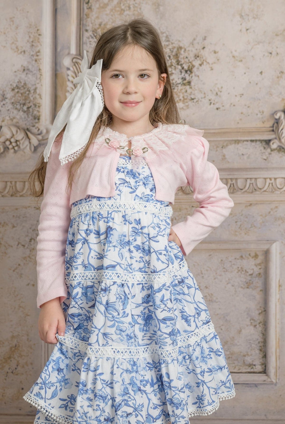 Jaylin Blue and White Linen Sleeveless Summer Dress - Petite Maison Kids