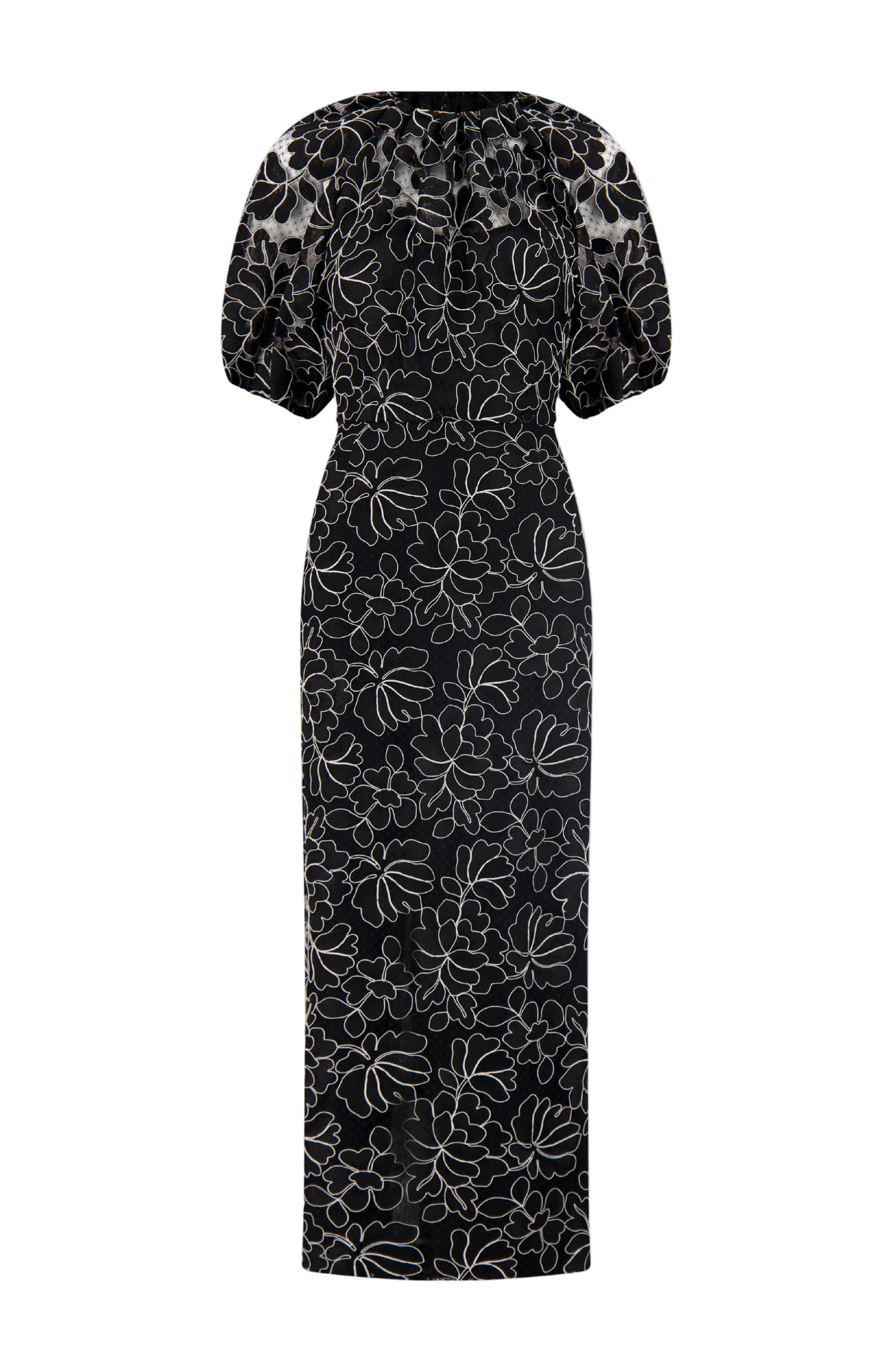 Floral Lace Naomi Dress in Black & Ivory