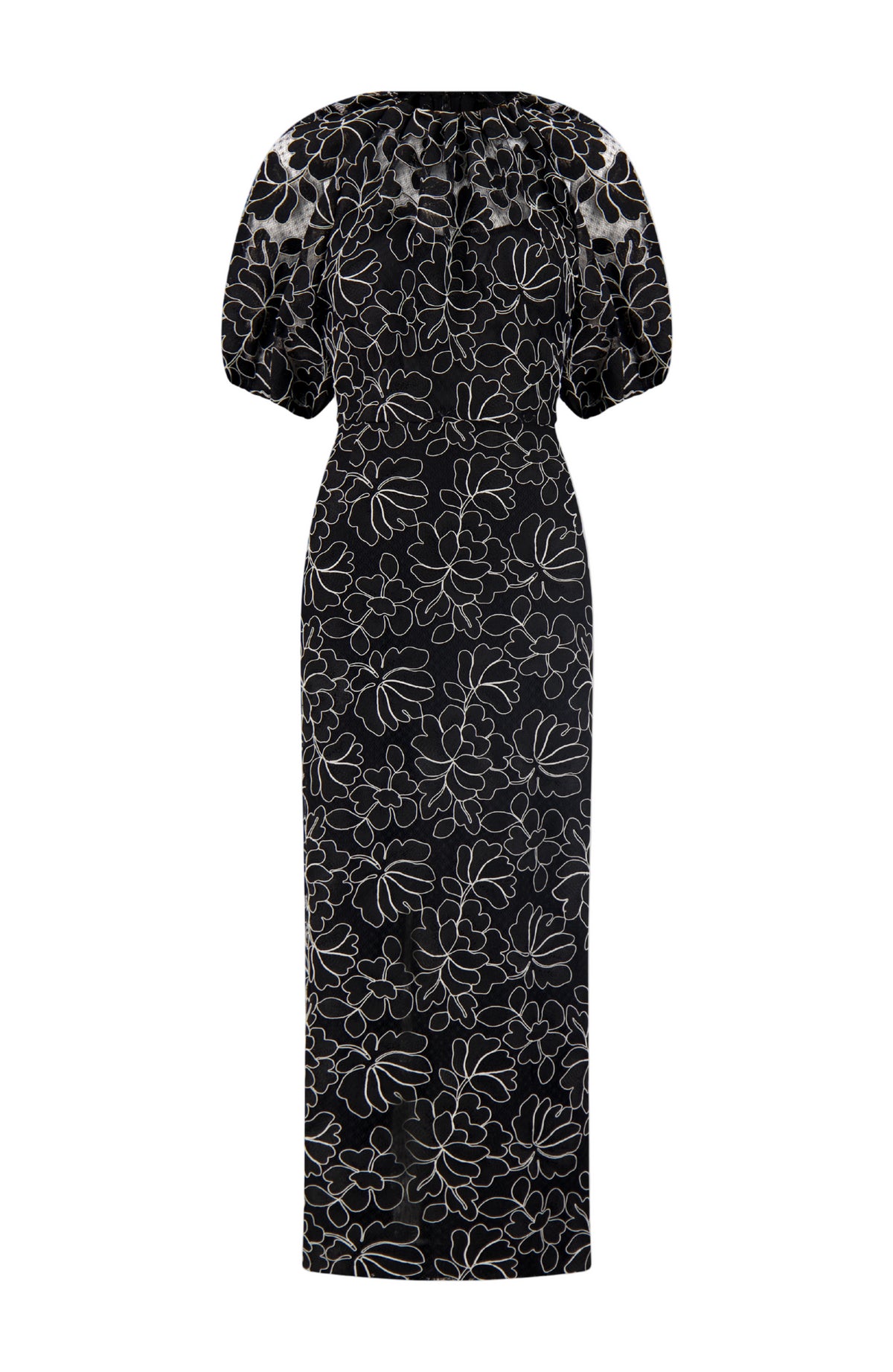 Floral Lace Naomi Dress in Black & Ivory