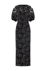 Floral Lace Naomi Dress in Black & Ivory