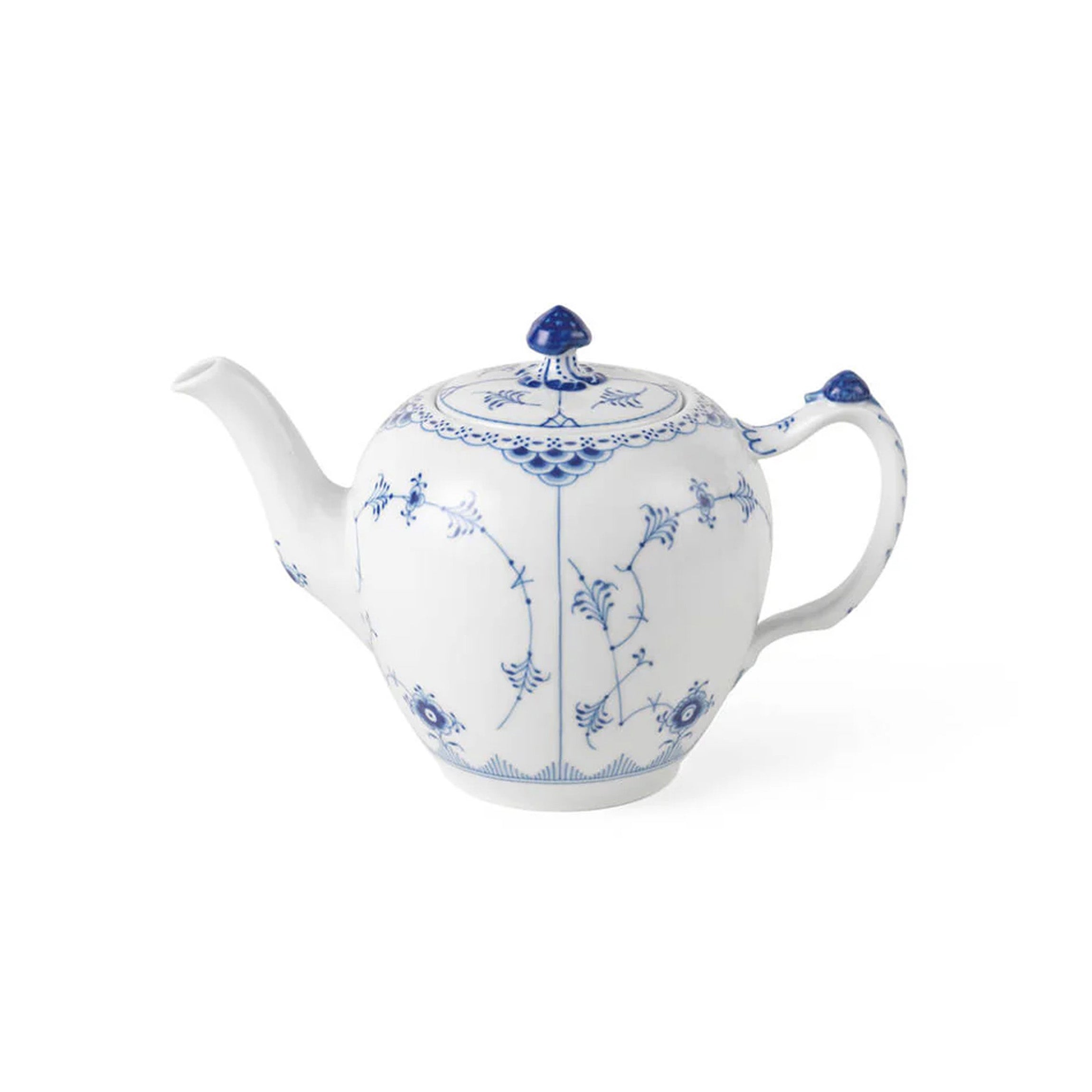 Blue Fluted Half Lace Teapot, 23.7 oz