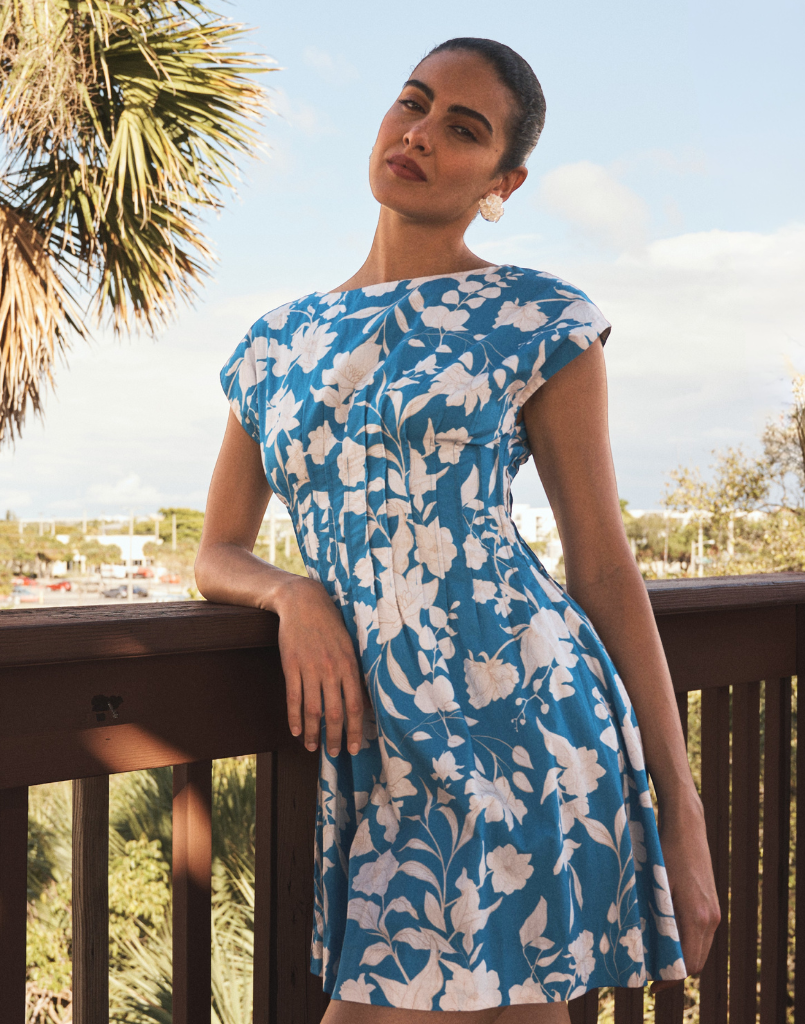 Quinn Pintuck Mini Dress 4 / Huckleberry BLUE