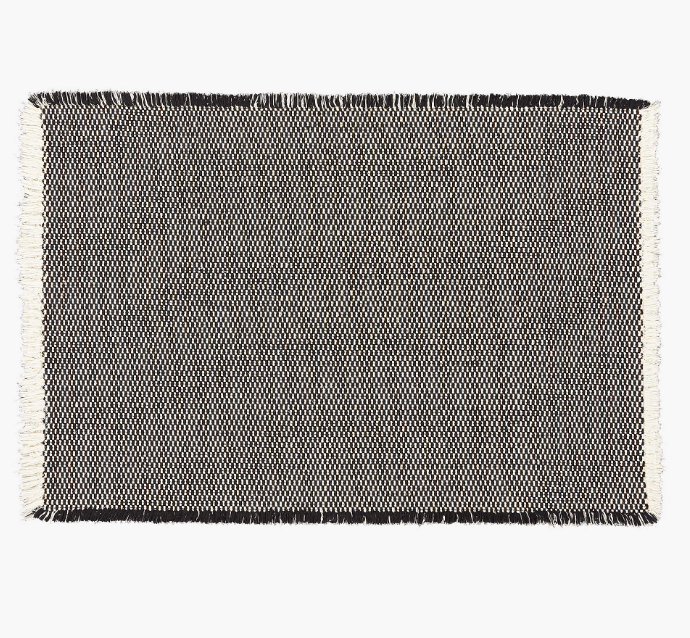 Alex Organic Cotton Black and White Reversible Bath Mat 24"x36"