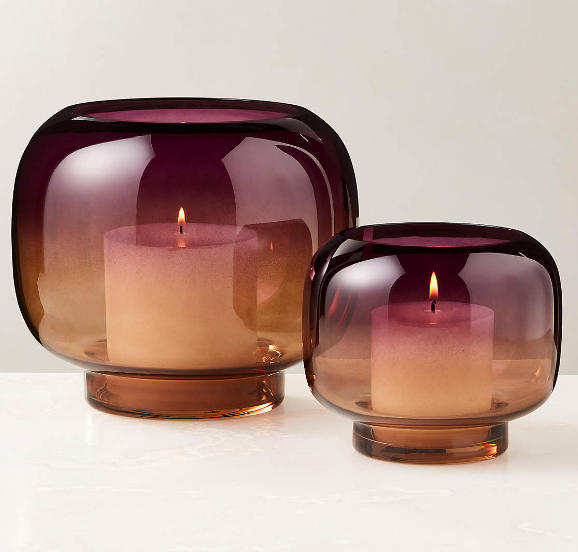 Coco Two-Toned Glass Hurricane Candle Holder Large by Azeeza