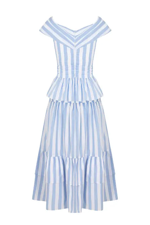 Aurelie Set in Blue & White Stripes