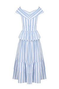 Aurelie Set in Blue & White Stripes