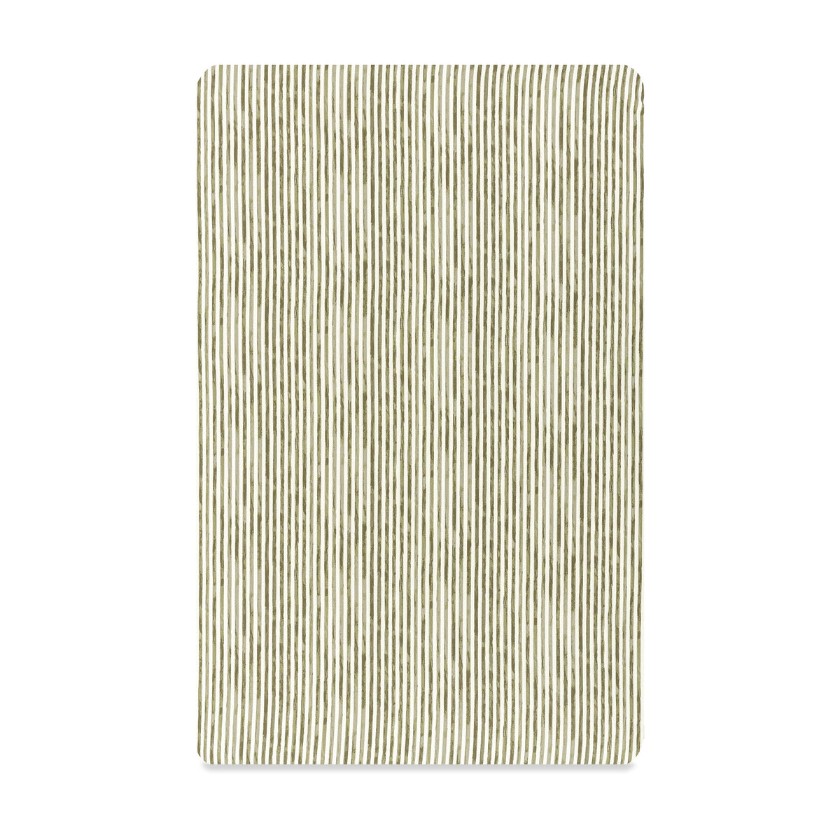 Front view of Mini Crib Sheet showcasing Juniper Stripe pattern with a white background