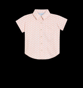 The Tiny Beau Shirt in Pale Coral Baroque Shell Cotton Sateen