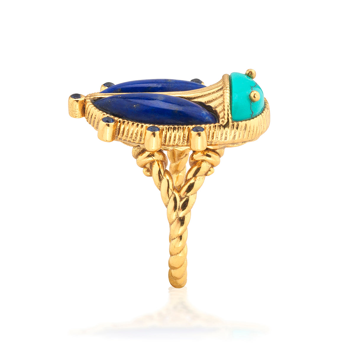 Scarab Grande Ring in Turquoise/Lapis