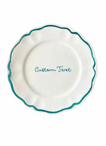 Personalized Quote Dinner and Dessert Scalloped Plate, Set of 12