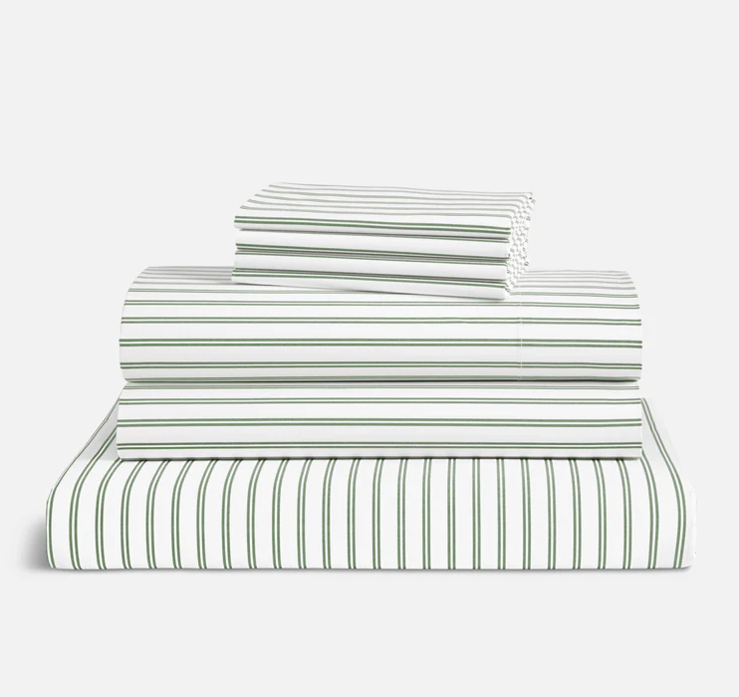Classic Percale Hardcore Sheet Bundle - Tandem Stripe in Fresh Moss
