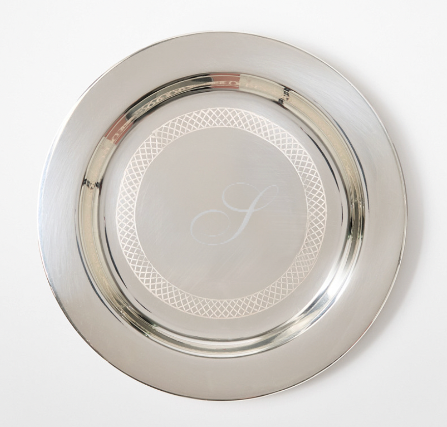 Celebration Silver Etched Coasters, Set of 4 [Design Template: Shelley Allegro Script - Style 555 Text: "S"]