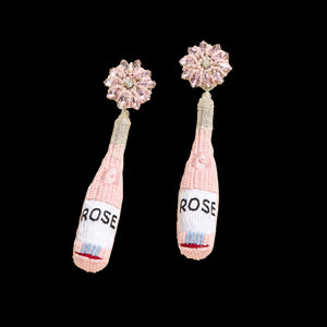 Rosé Bottle Earrings in Pink