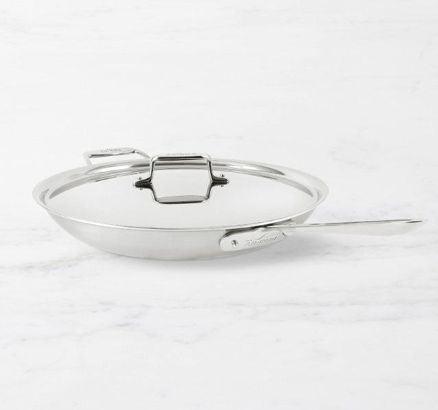 All-Clad D5® Brushed Stainless-Steel Fry Pan with Lid, 14"