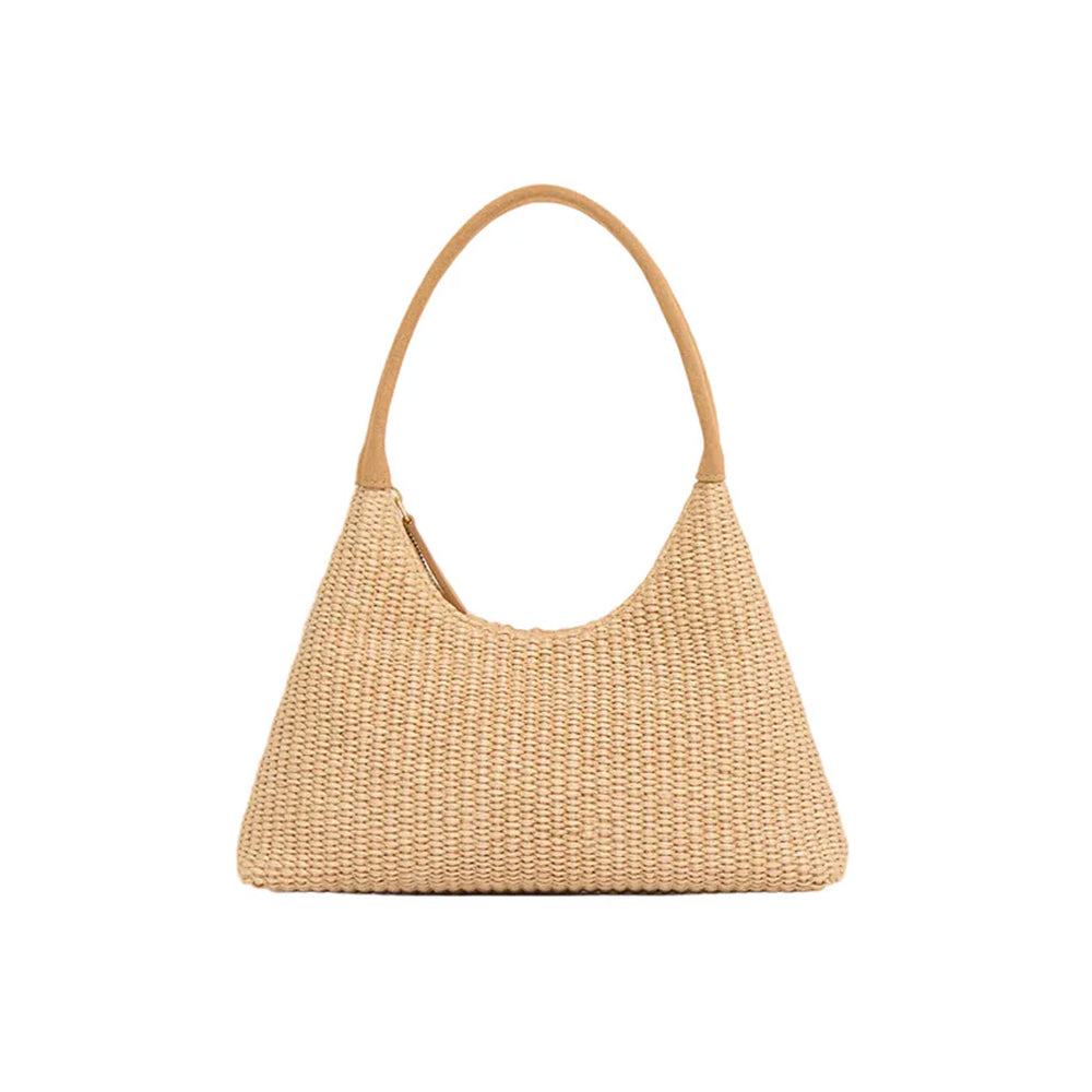 Mini Candy Bag in Natural Raffia/Budino Suede