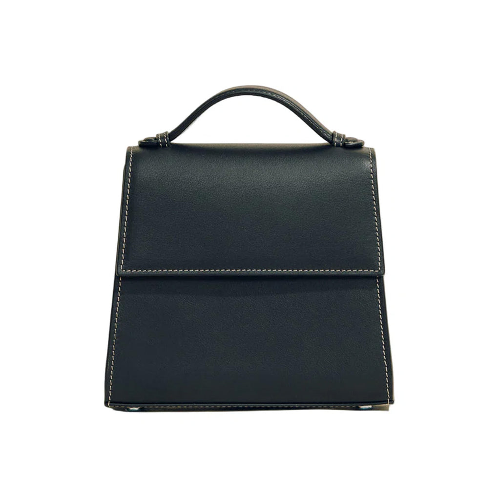 The Small Top Handle in Black Nappa