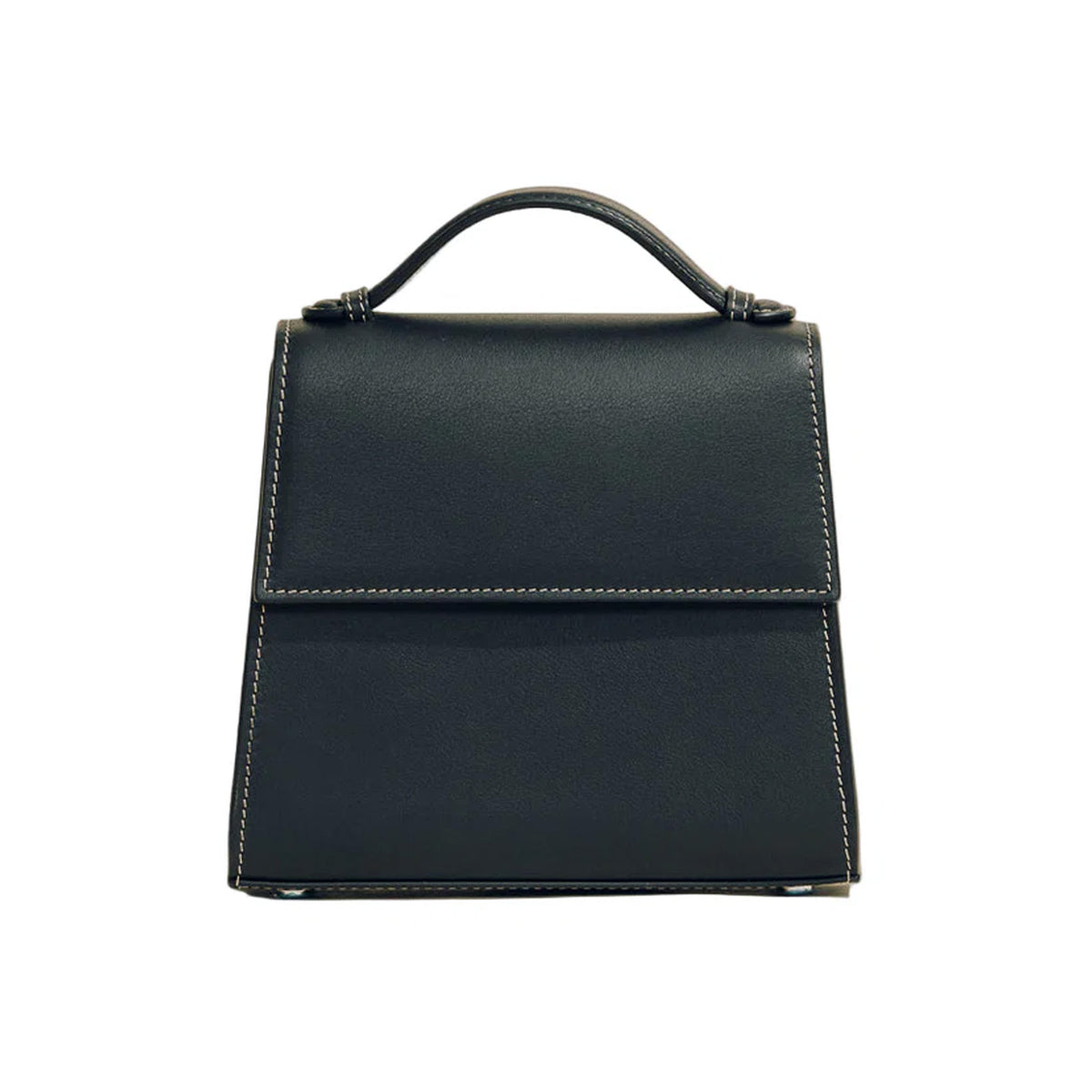 The Small Top Handle in Black Nappa