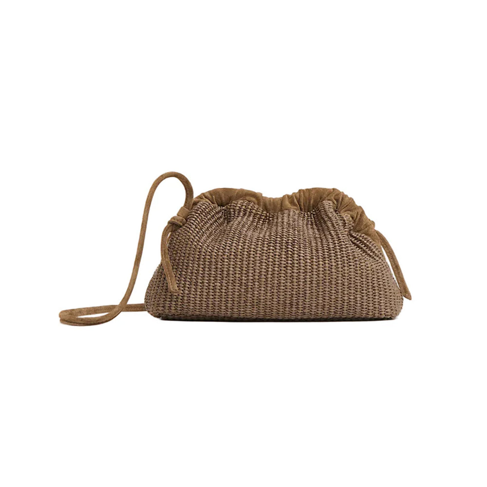 Mini Cloud Clutch in Anise Raffia and Anise Suede