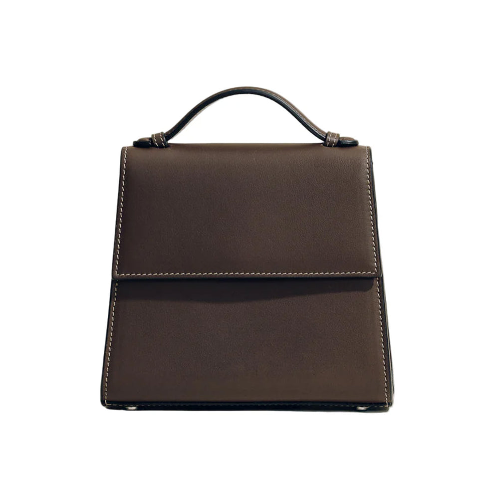 The Small Top Handle in Dark Browm Nappa
