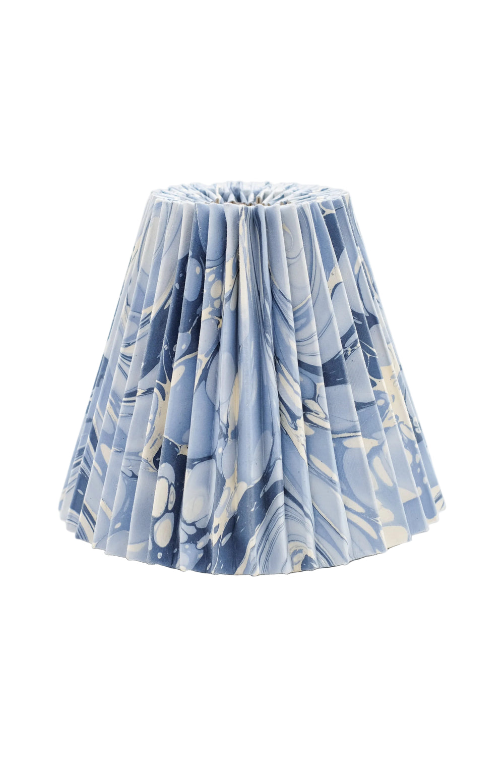 Inner Child 8" hand-marbled pleated empire lampshade with ocean wave blue patterns