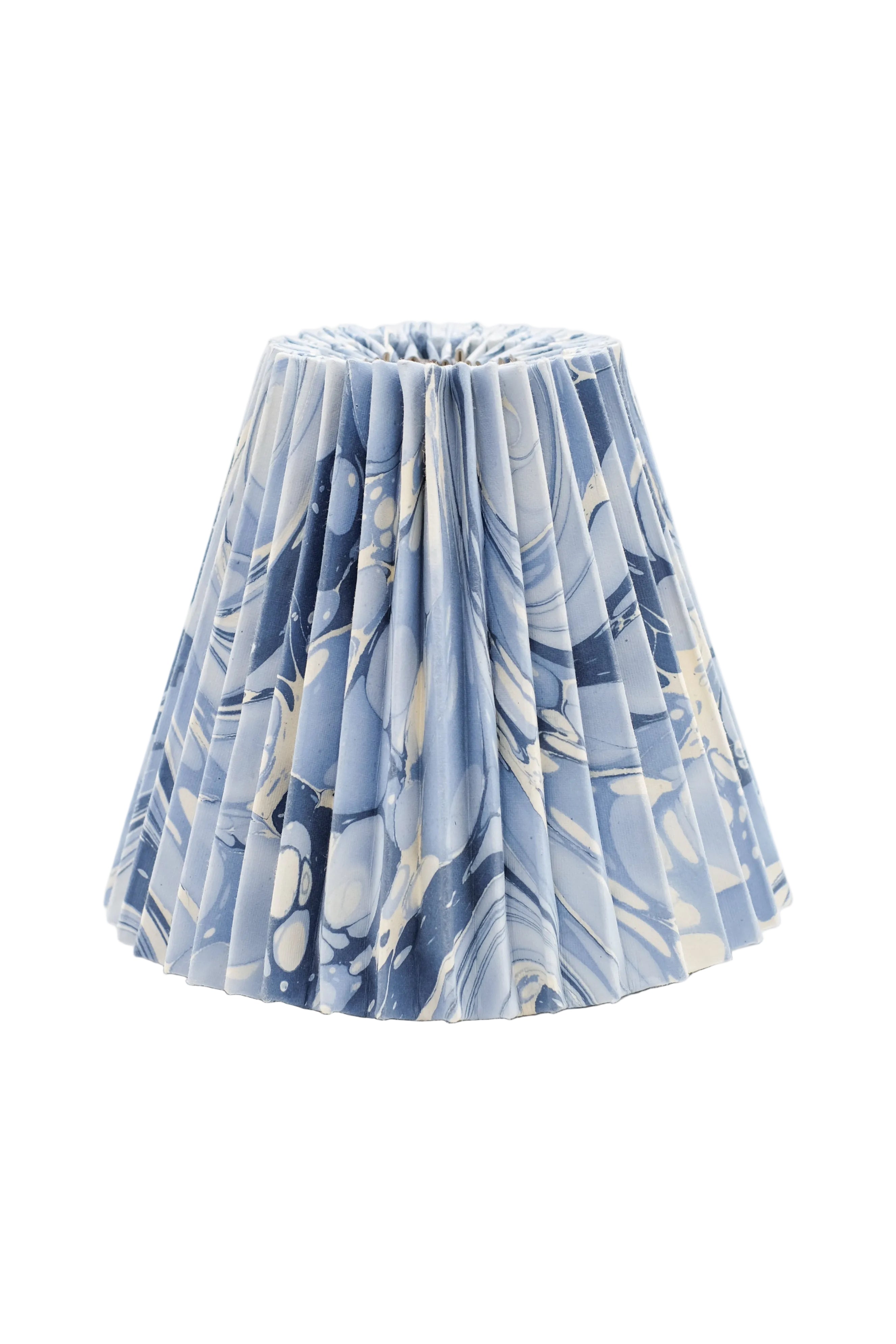Inner Child 8" hand-marbled pleated empire lampshade with ocean wave blue patterns