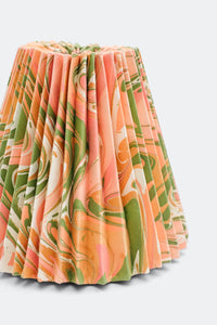 8-inch hand-marbled pleated empire lampshade with pink, green, orange swirl patterns - Inner Child