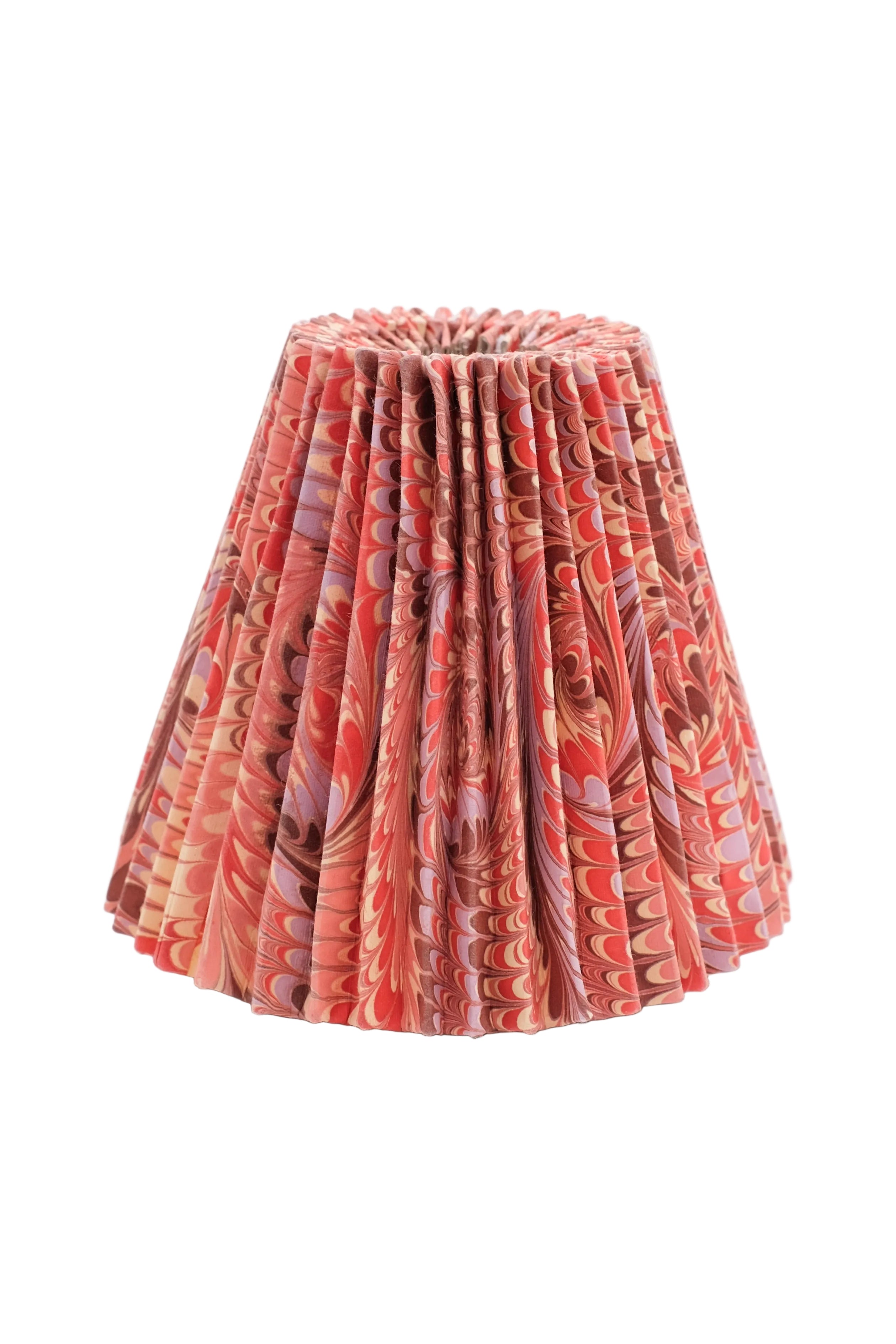 8" hand-marbled pleated empire lampshade with warm-toned marbling