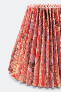 8-inch hand-marbled pleated empire lampshade with florentine pink marbling patterns