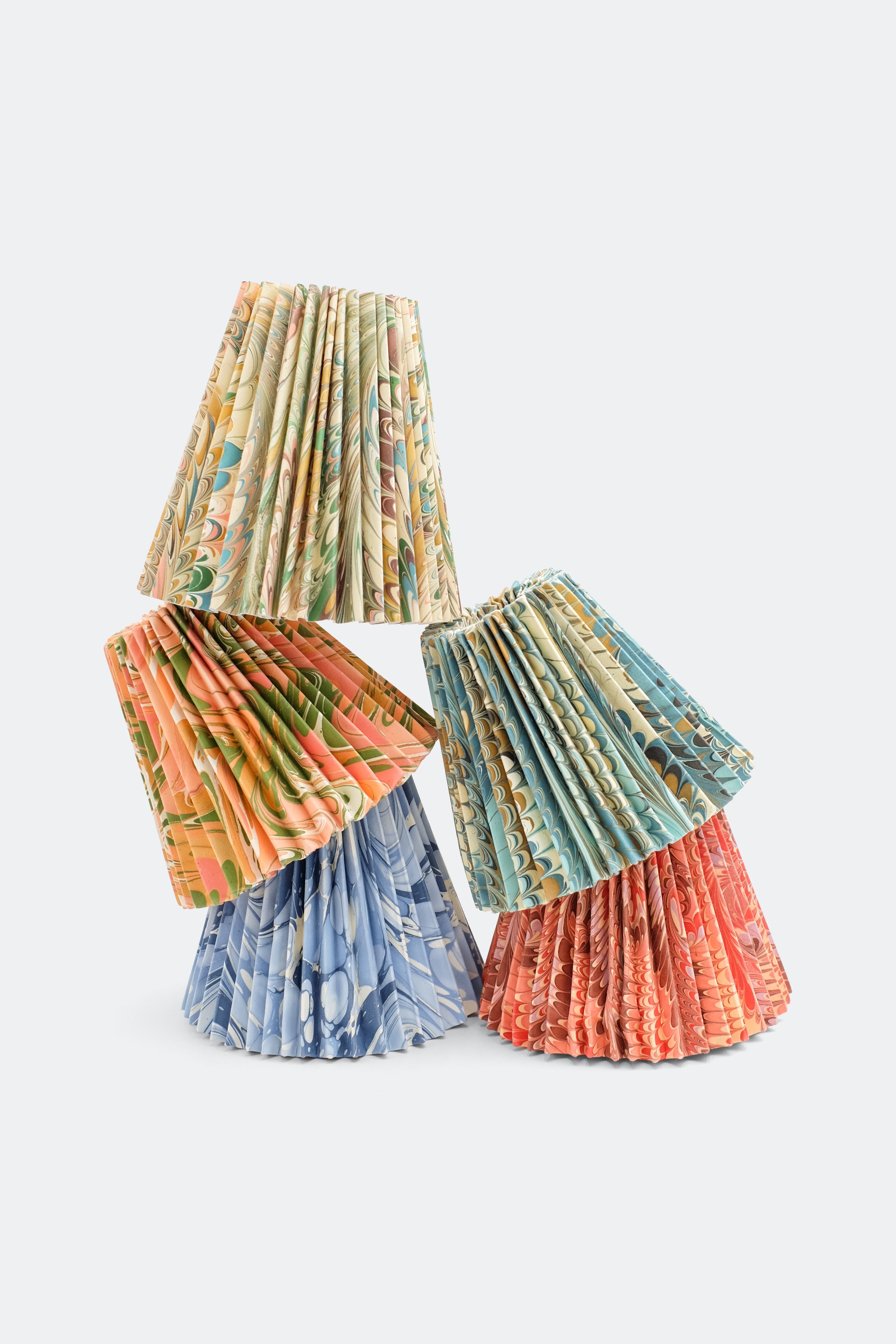 8" Pleated Empire Lampshade in Hand-Marbled