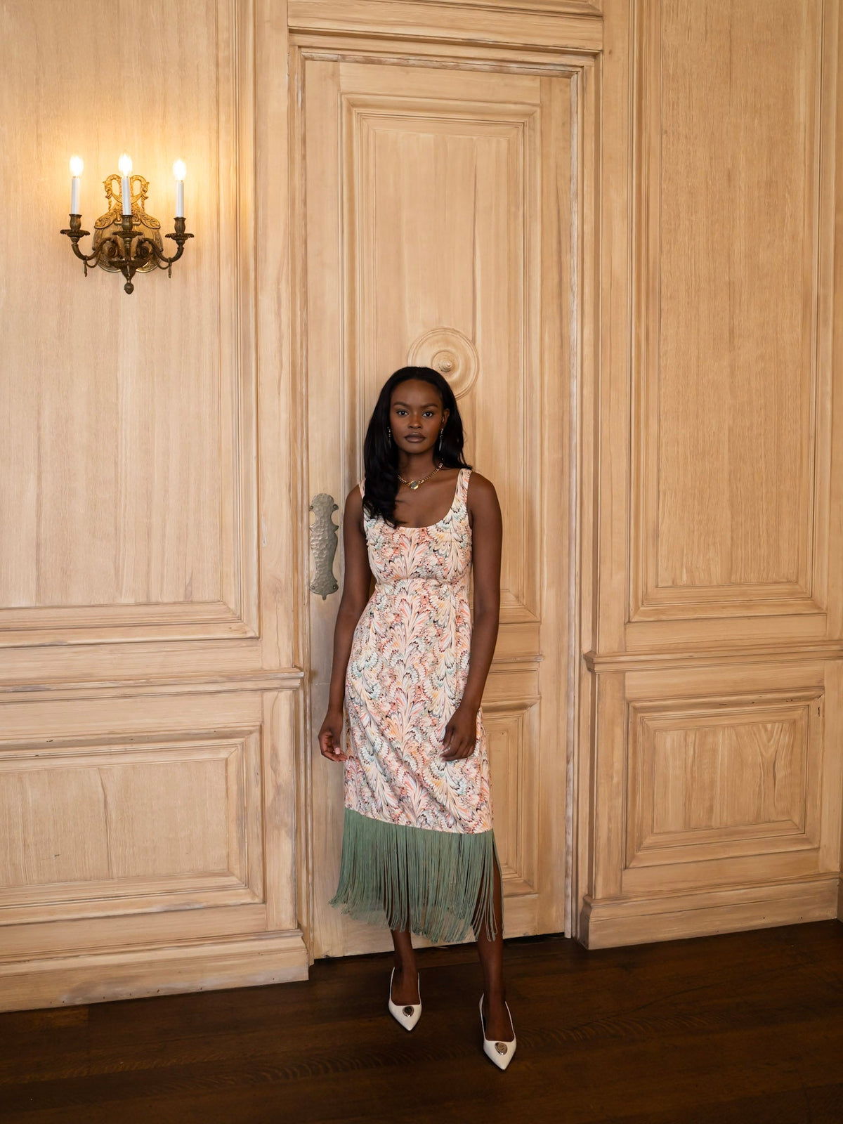 Hannah Dress in Peacock Garden