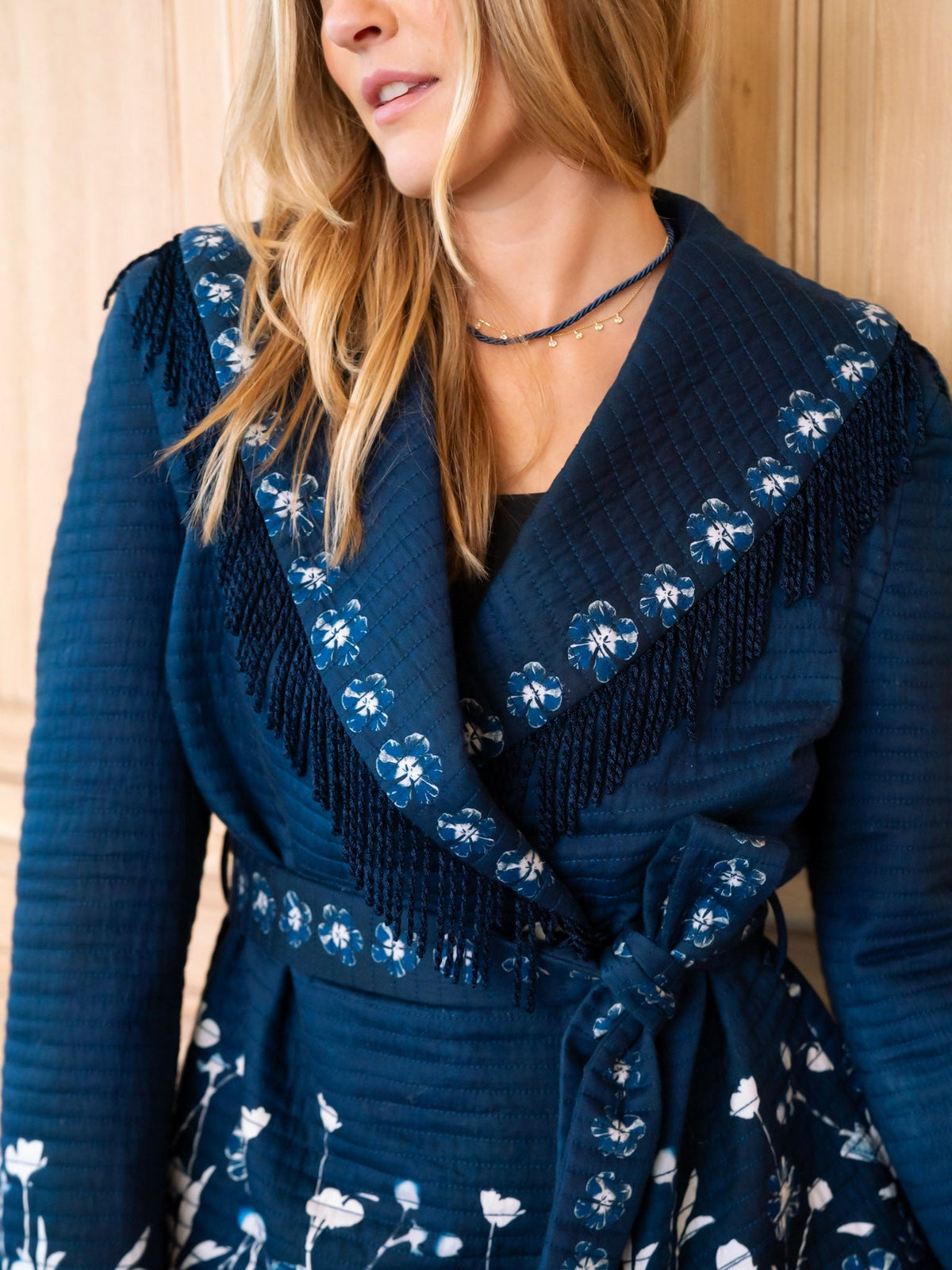 Lena Wrap Jacket in Midnight Garden