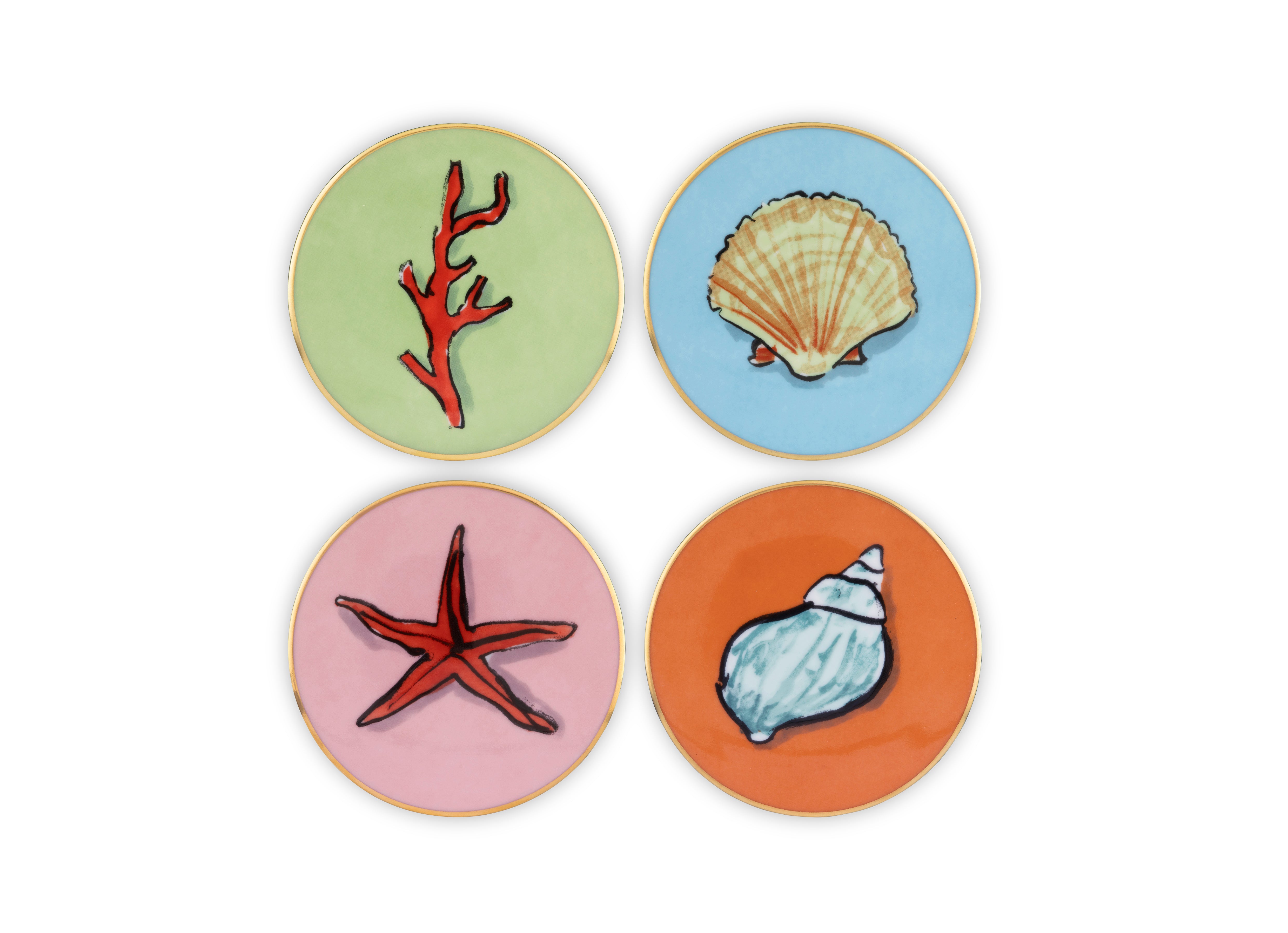4 COASTERS MULTI-DECORATION Il viaggio di Nettuno