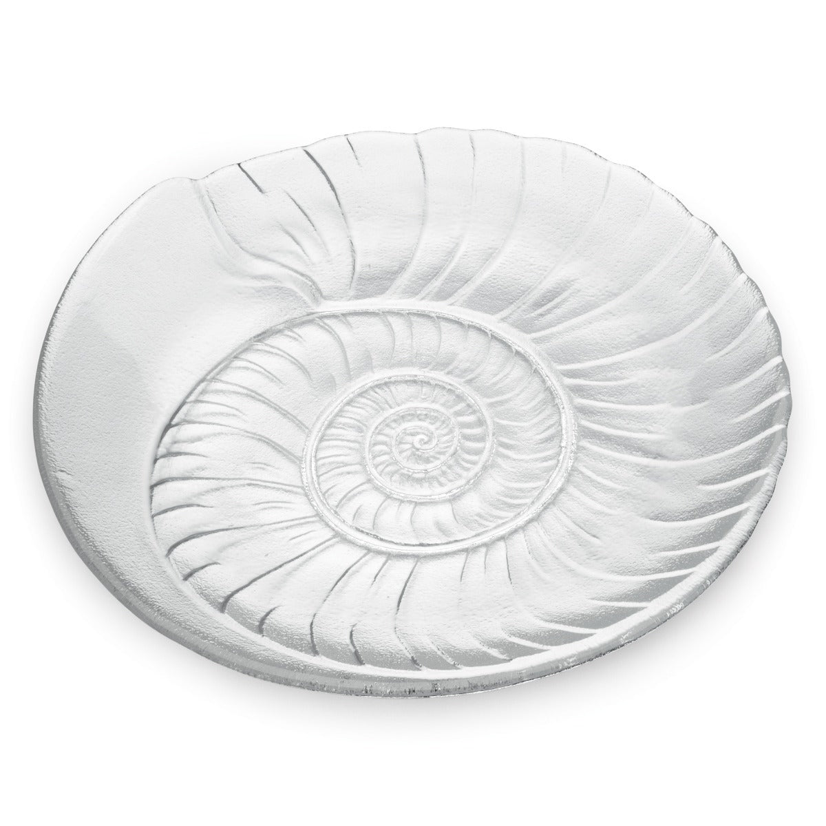 Top angled view of Shell Platter showcasing gently scalloped edges and sculptural form on a white background