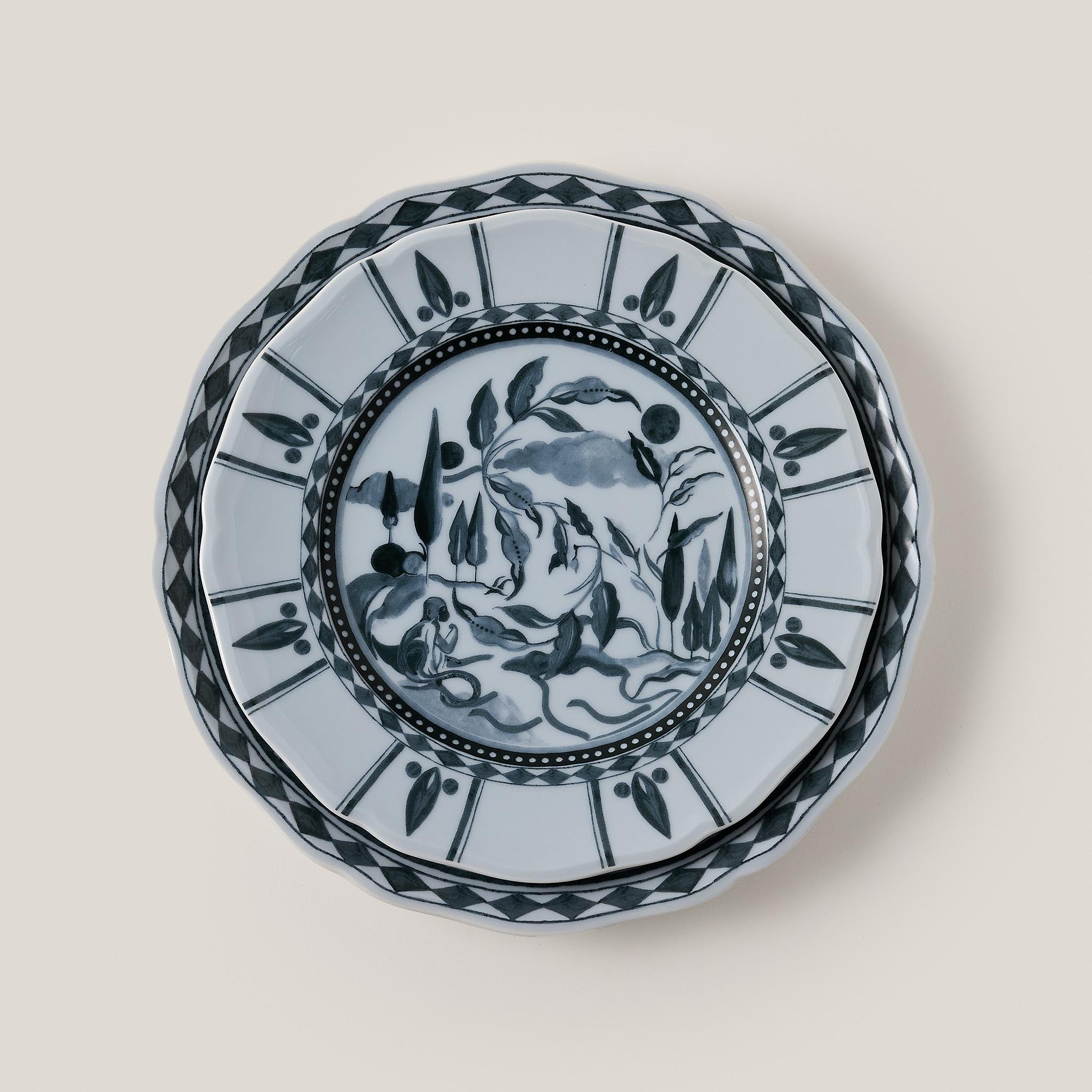 Rêverie des Pins Dessert Plate in Celeste