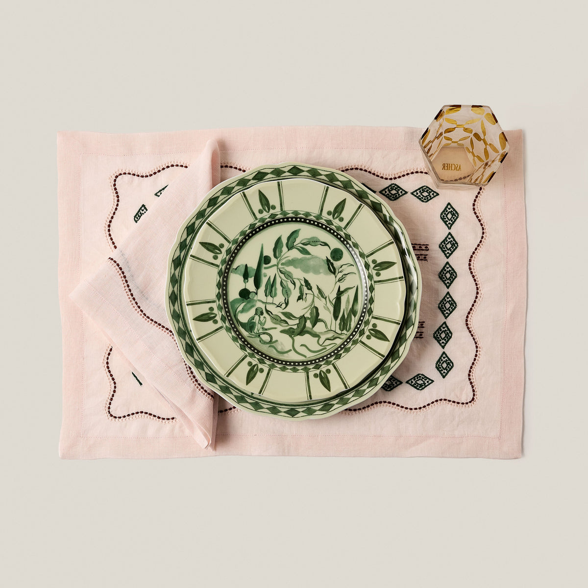 Les Sentiers Placemat in Light Pink