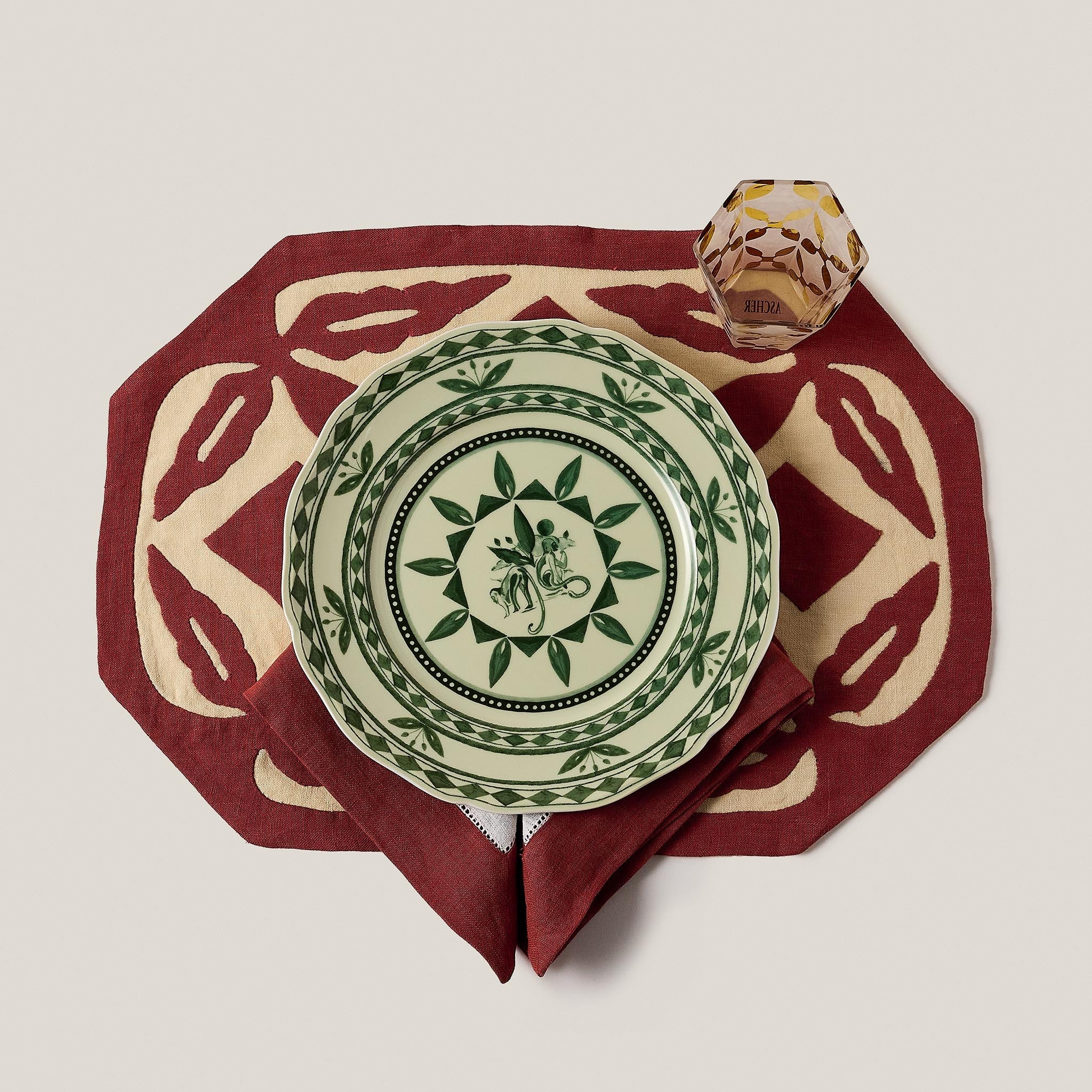 Les Clairs-Obscurs Placemat in Rust & Light Yellow