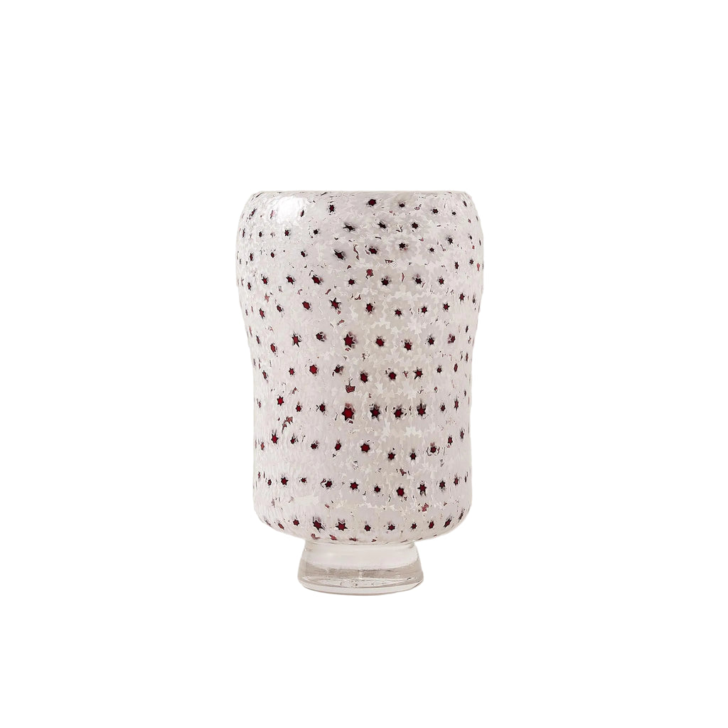 La Brume Handblown Vase in Red Ochre & White
