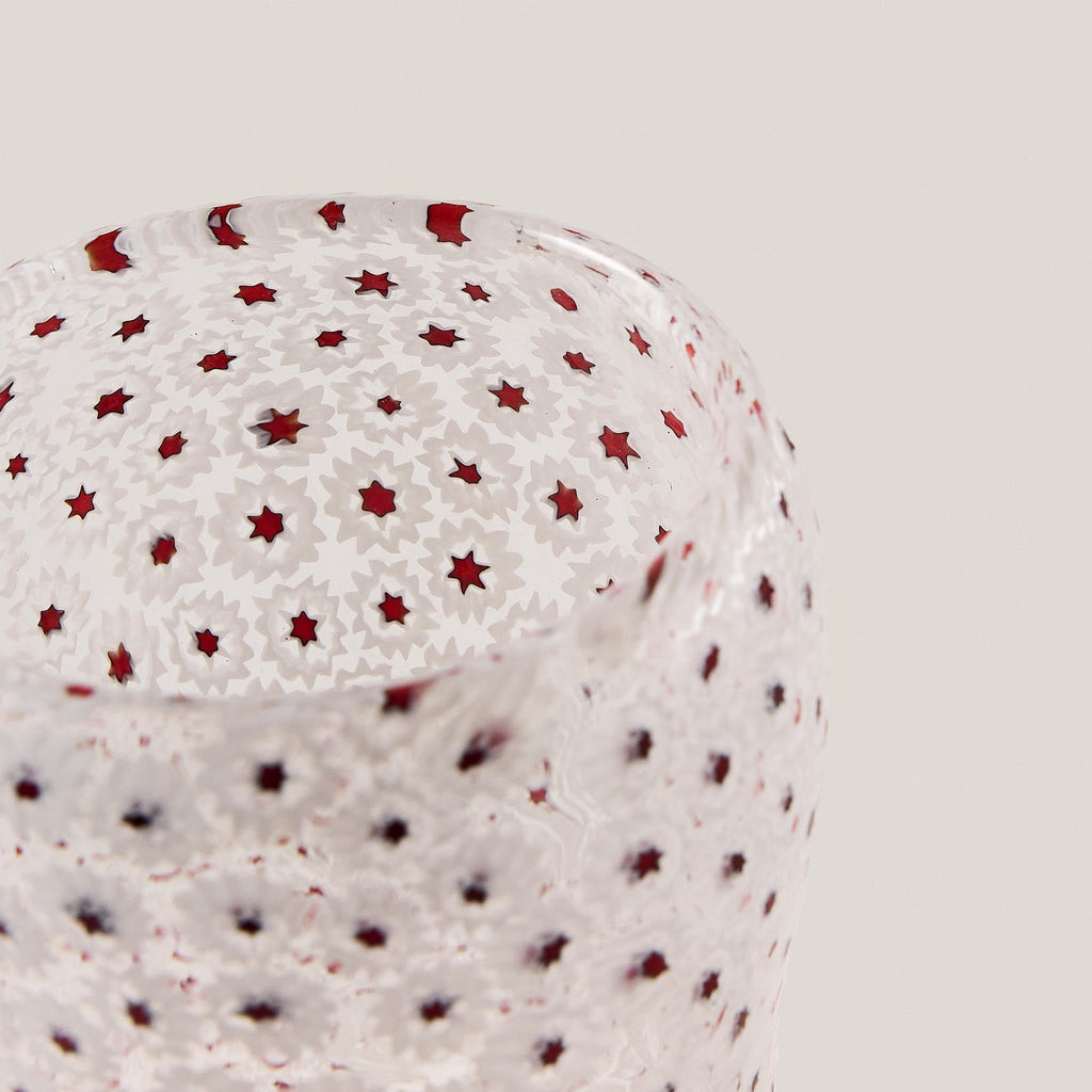 La Brume Handblown Vase in Red Ochre & White