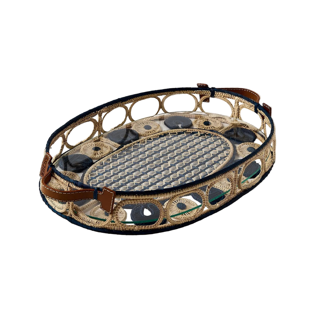 Iraca Palm Leather Tray Small in Nuit