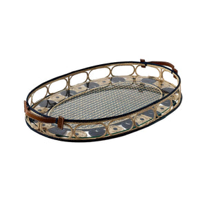 Iraca Palm Leather Tray Large in Nuit