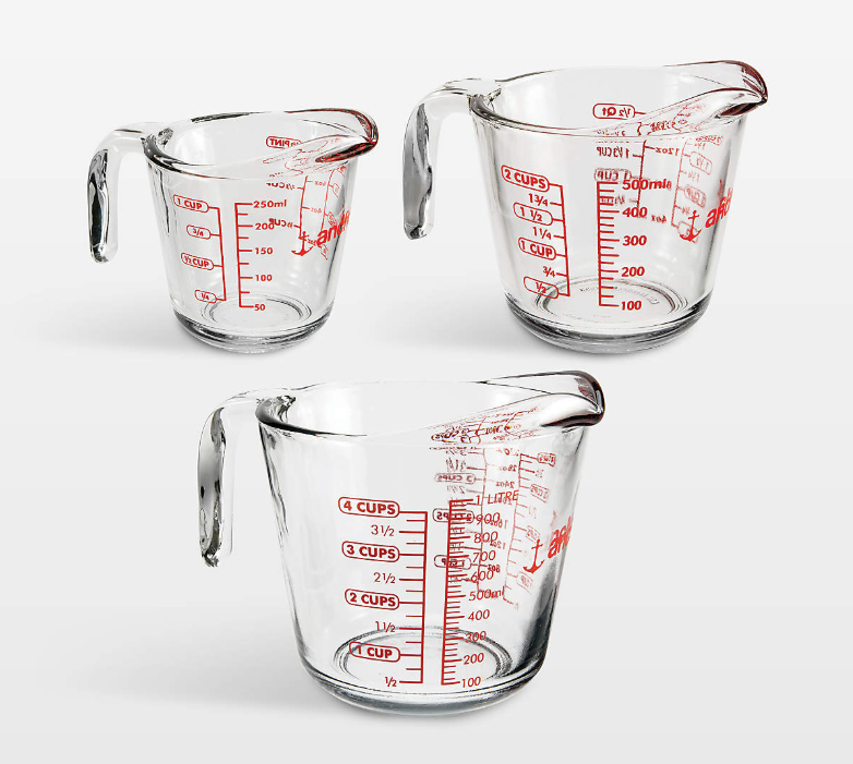 Anchor Hocking Glass Measuring Cups, Set of 3