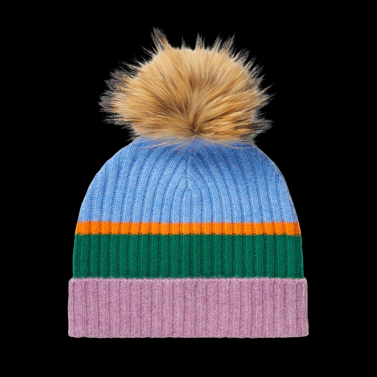 Periwinkle Party Striped Cashmere Pom Beanie