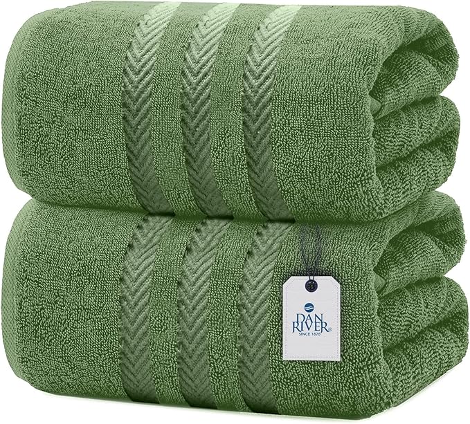 DAN RIVER Set 2 Bath Sheet Towels - Sage Green