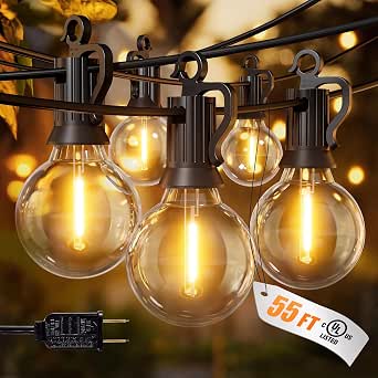 Bulbs IP65 Waterproof Patio Lights | Shatterproof Dimmable Hanging Connectable G40 Globe LED Outdoor Lights for Christmas, Backyard, Bistro, Porch