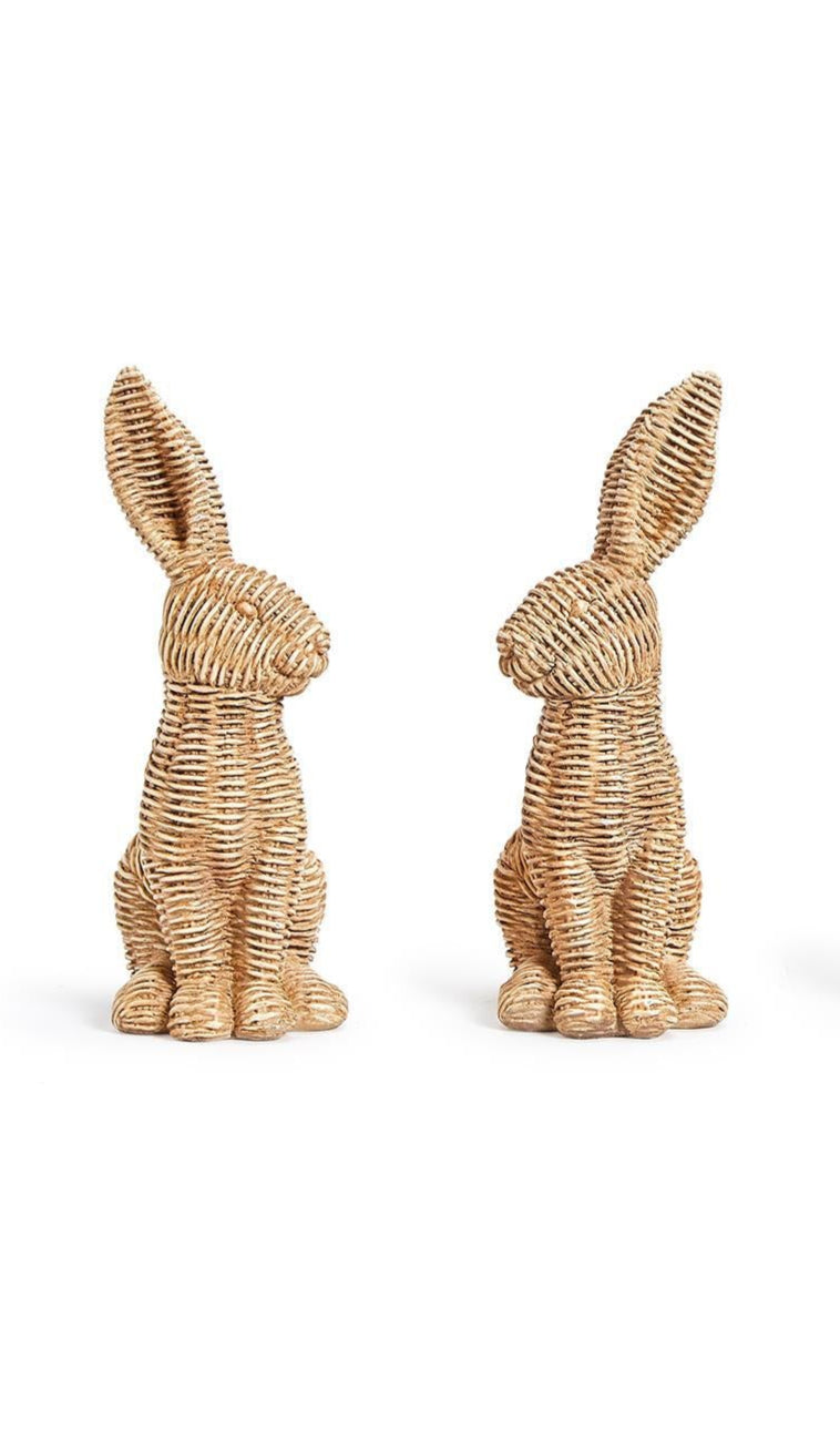 Rattan Weave Pattern Easter Bunnies, Set of 2