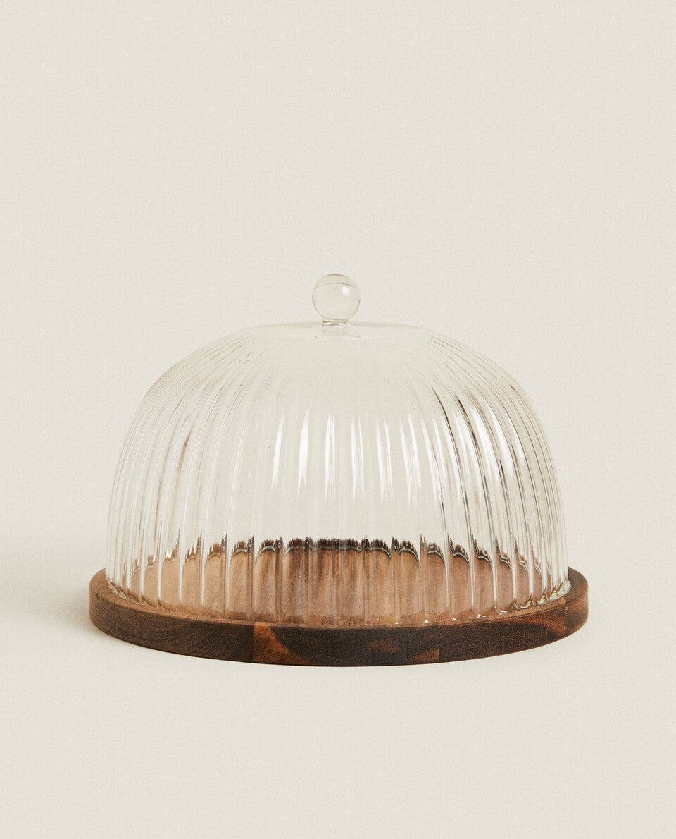 BOROSILICATE WOODEN CAKE DISH