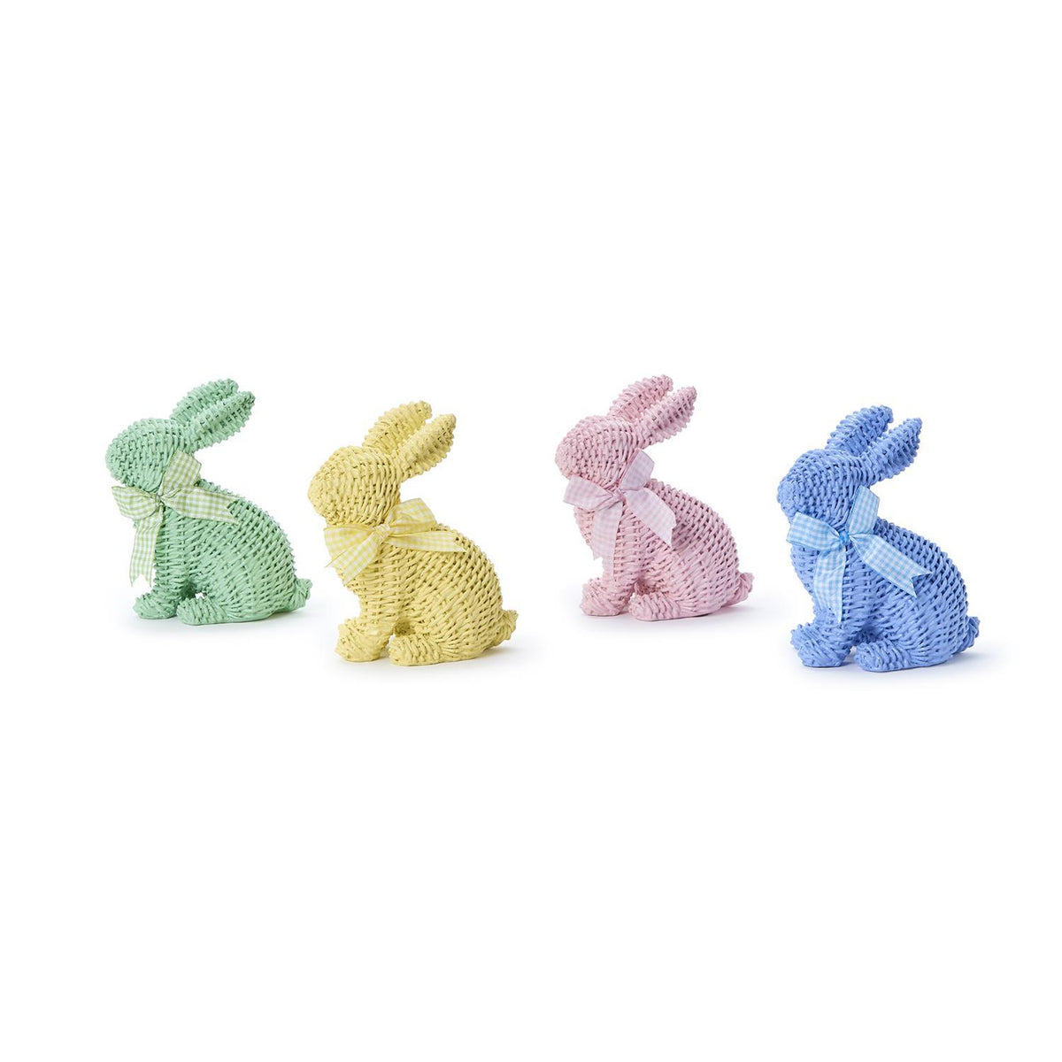 Basket Weave Pattern Easter Bunny with Bow, Set of 4