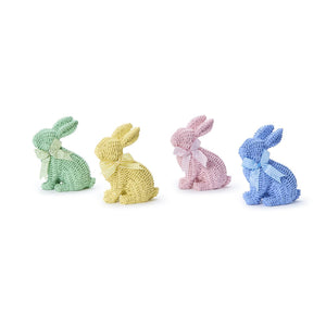 Basket Weave Pattern Easter Bunny with Bow, Set of 4