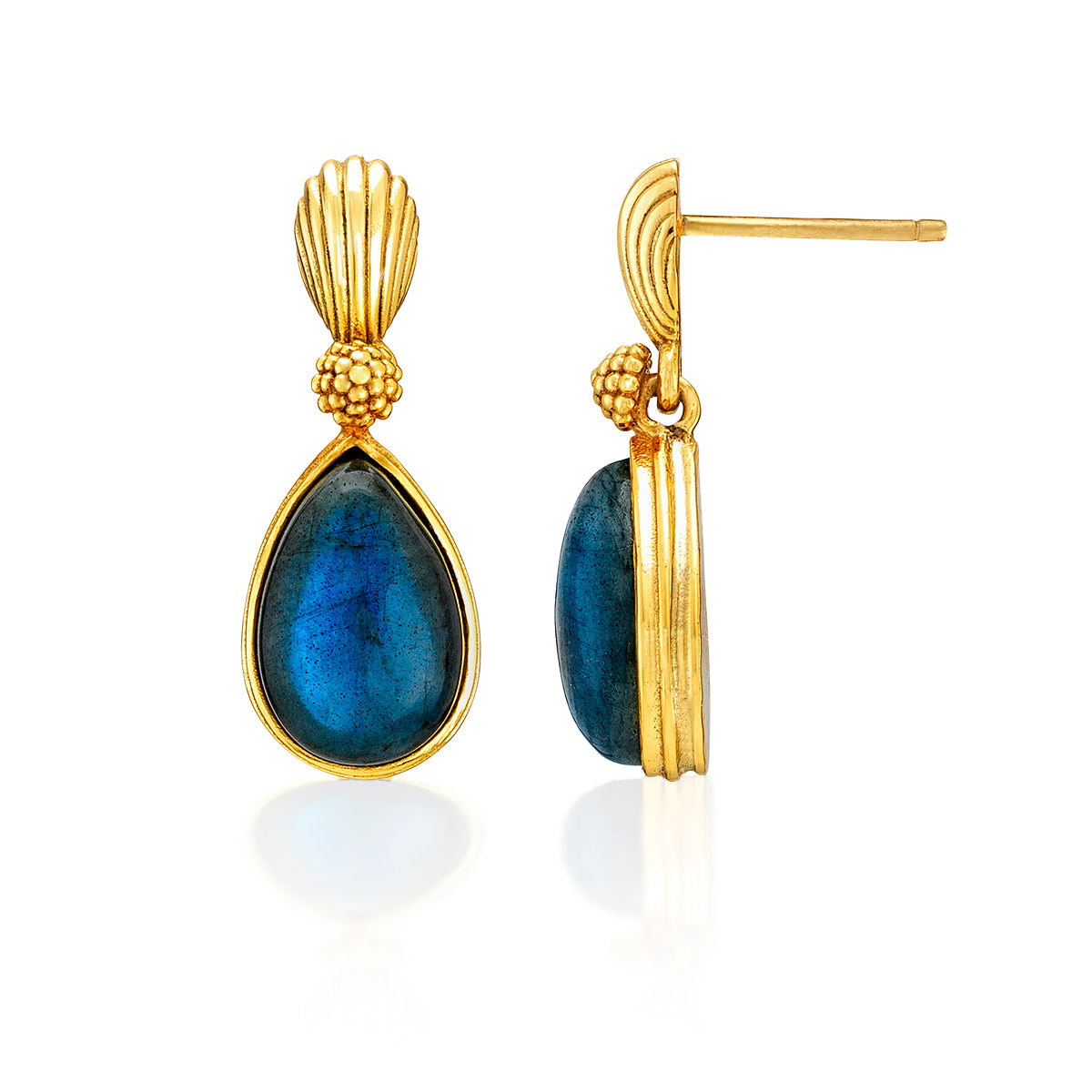 Monique Gem Post Earrings in Blue Labradorite