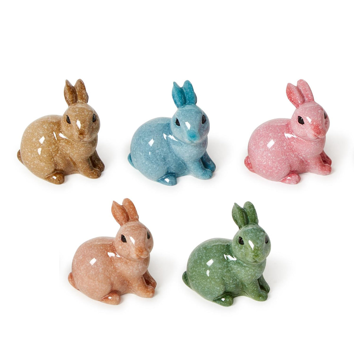 Hand-Painted Resin Bunnies, Set of 5